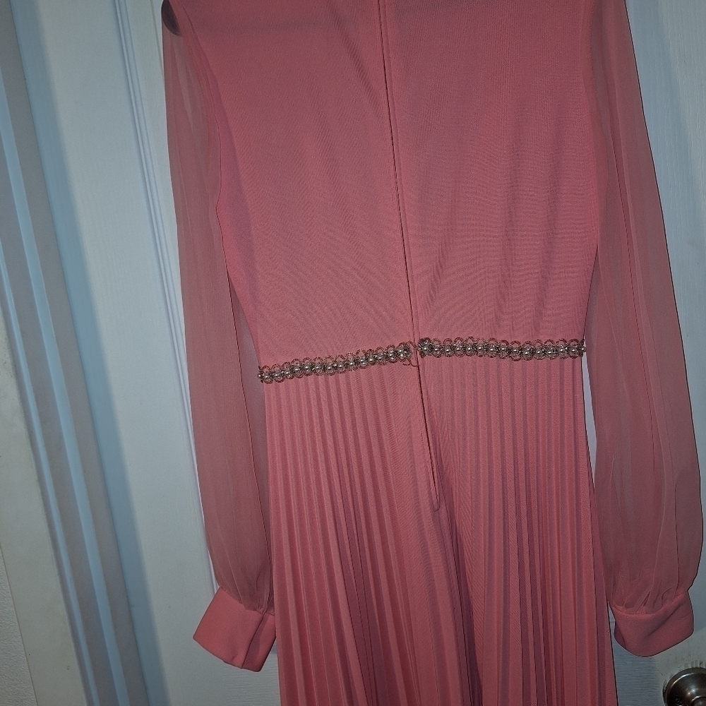 Vintage Retro Pink Peach Maxi Dress - Picture 6 of 10
